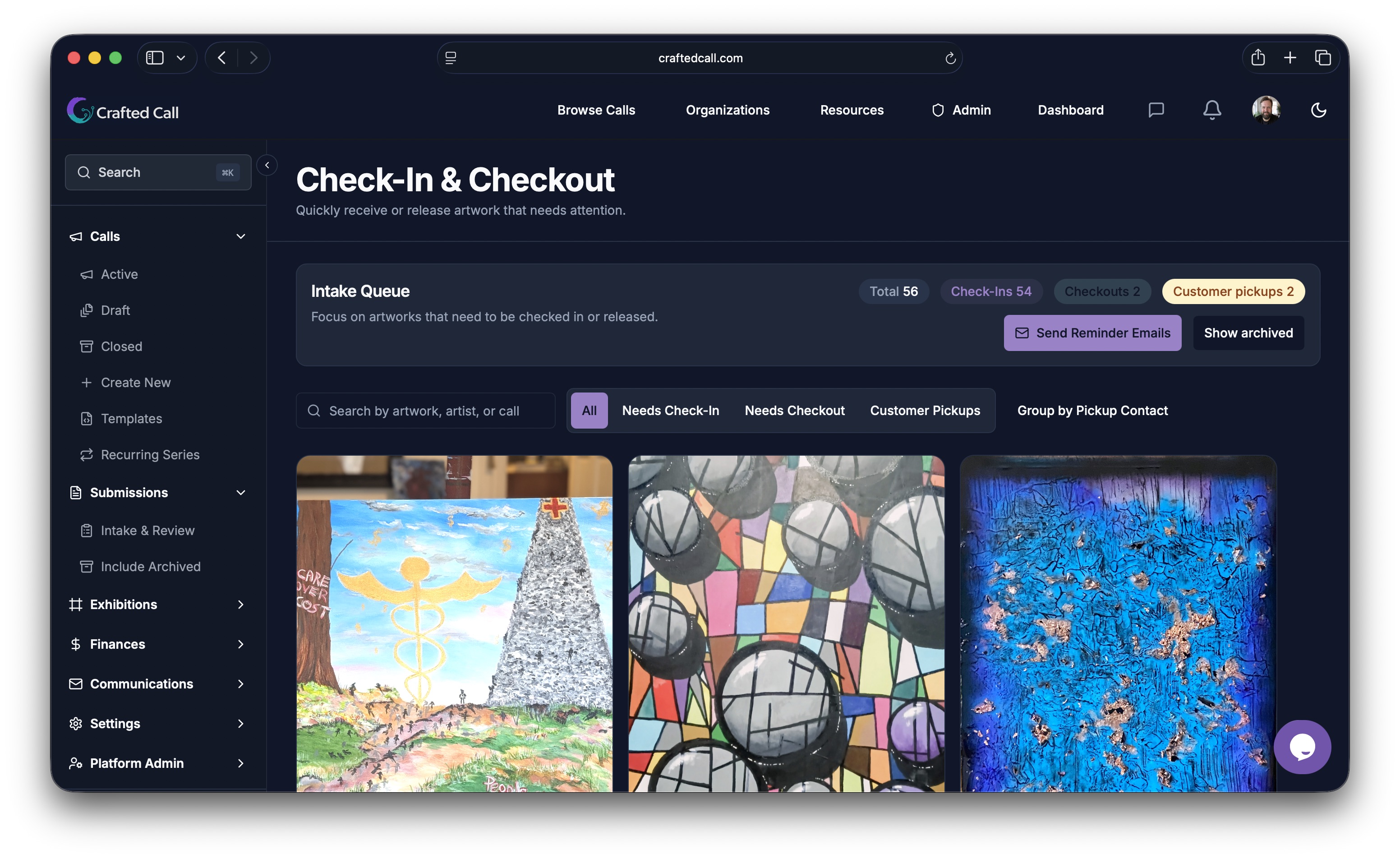 Check in and check out artwork